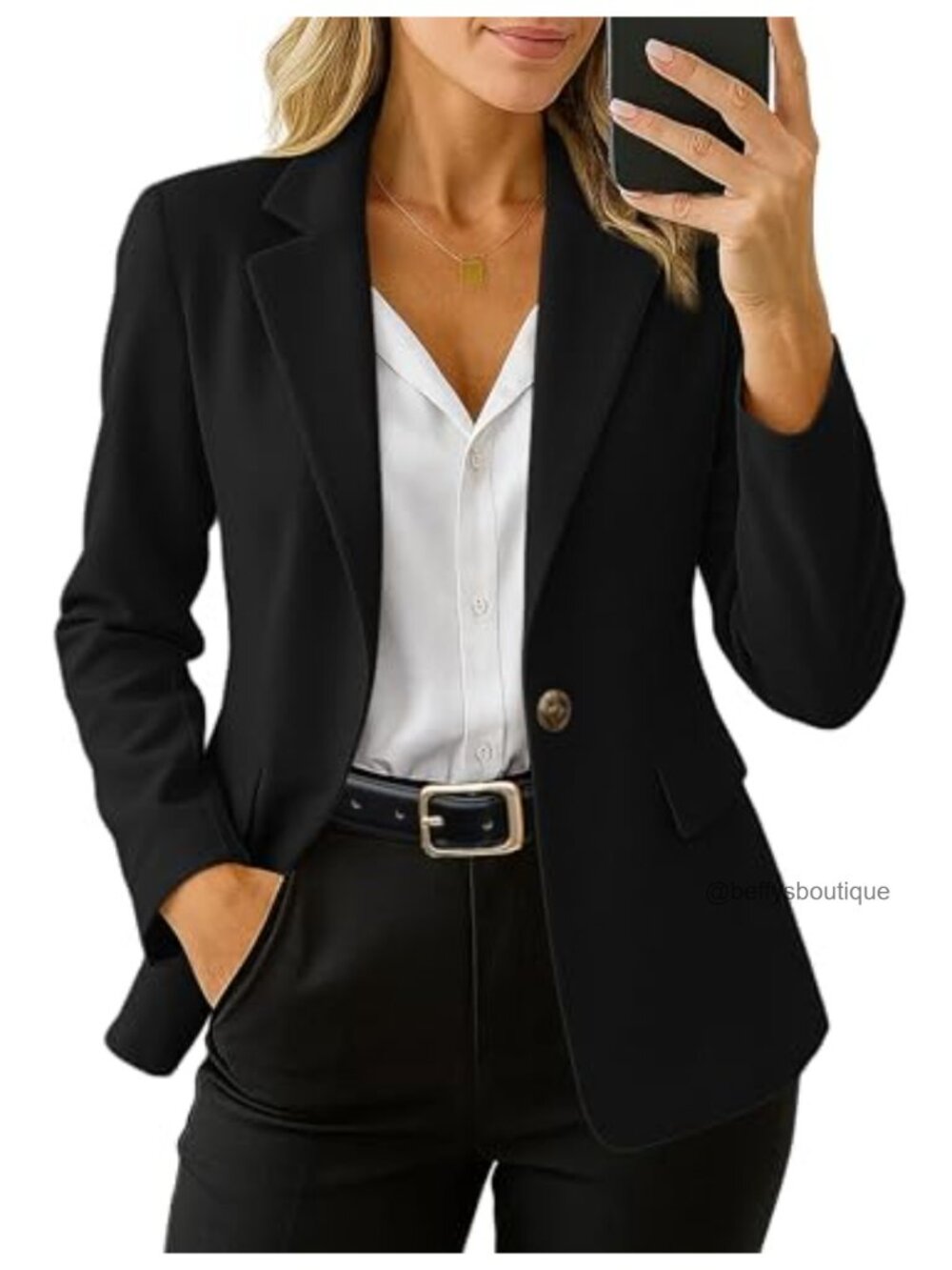 Women's Long Sleeve Notch Lapel Blazer Business Casual Suit Jacket